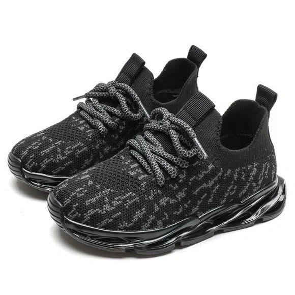 kkdom Boys Running Sneakers Shoes Athletic Black and grey 10.5 Toddler - Picture 2 of 11